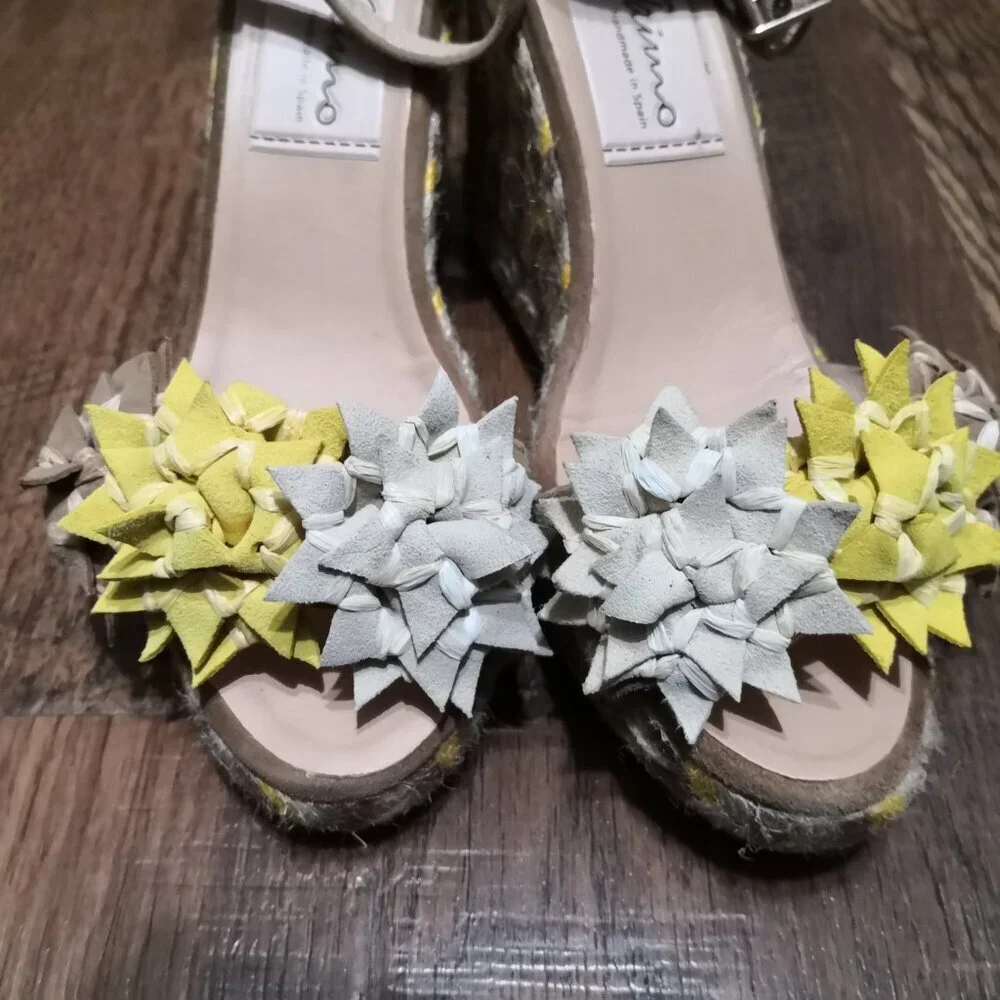 Gaimo Cessy Leather Espadrille Floral Wedge Sandals Ankle‎ Strap EU36/US5.5-6